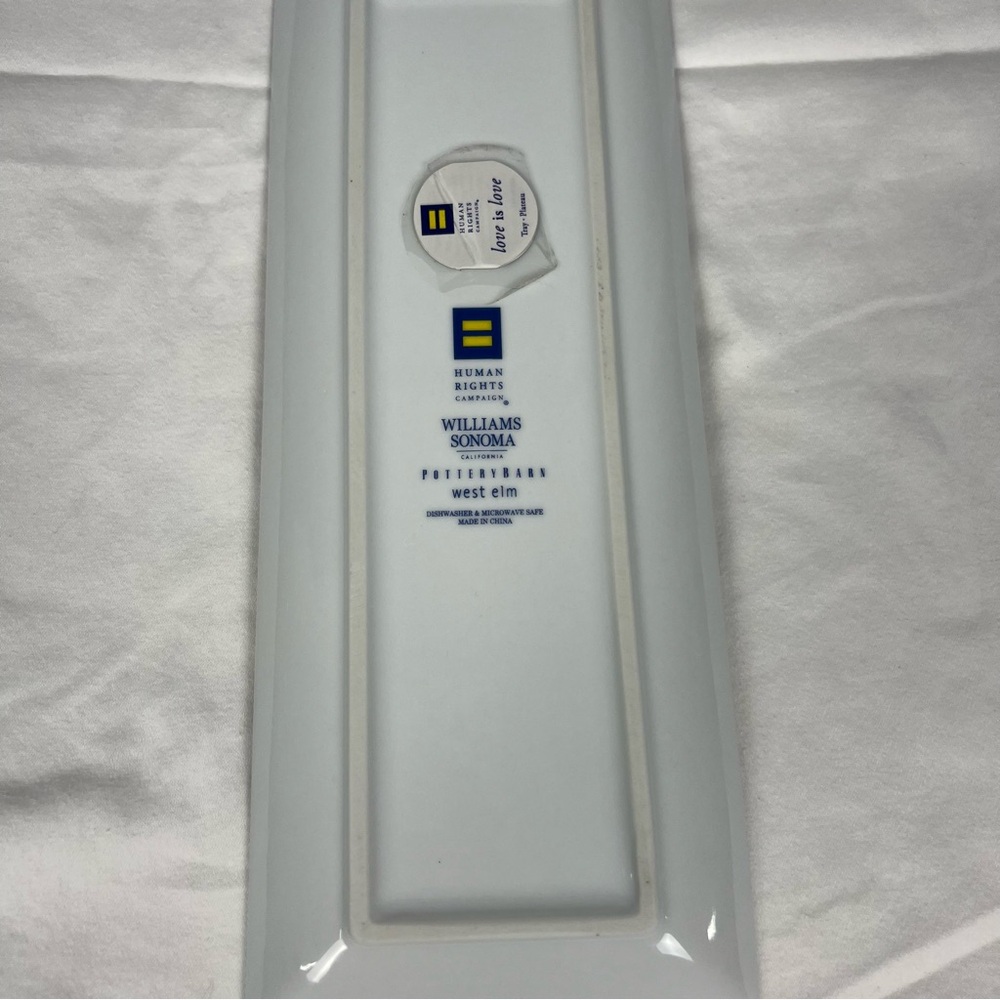 Williams Sonoma Love is Love tray with gold trim and multicolored hearts. - Picture 4 of 6